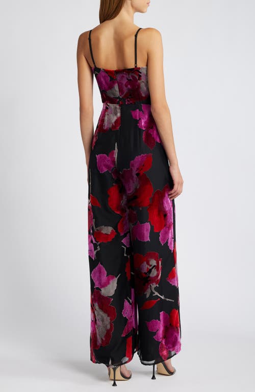 HUTCH HUTCH SONNIE FLORAL VELVET BURNOUT STRAPLESS JUMPSUIT 