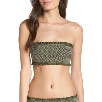 Chelsea28 Smocked Bandeau Bikini Top, Green