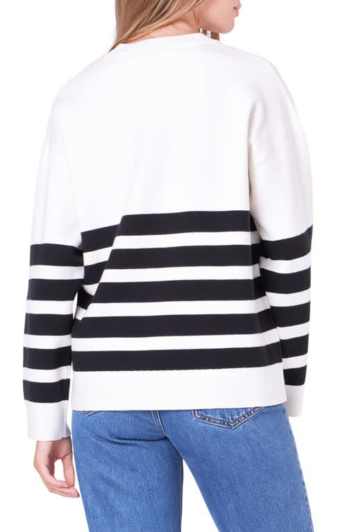 English Factory Stripe Crewneck Sweater In Ivory/black
