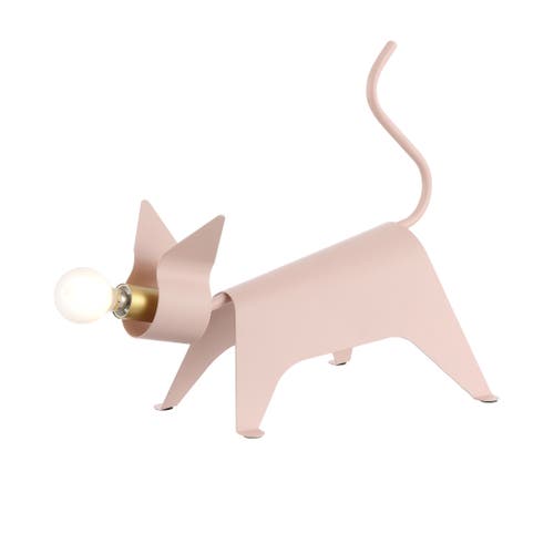 Jonathan Y Penelope Modern Industrial Iron Feline Led Kids' Lamp In Pink