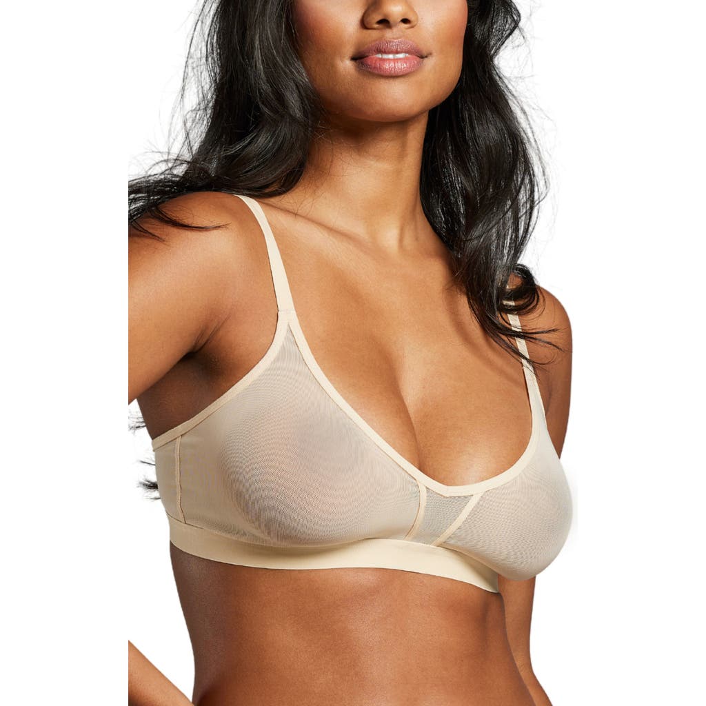 Siella Power Mesh Triangle Bra In Sand