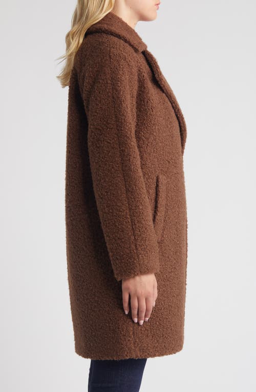 Shop Bcbg Walker Notch Lapel Longline Bouclé Coat In Coffee