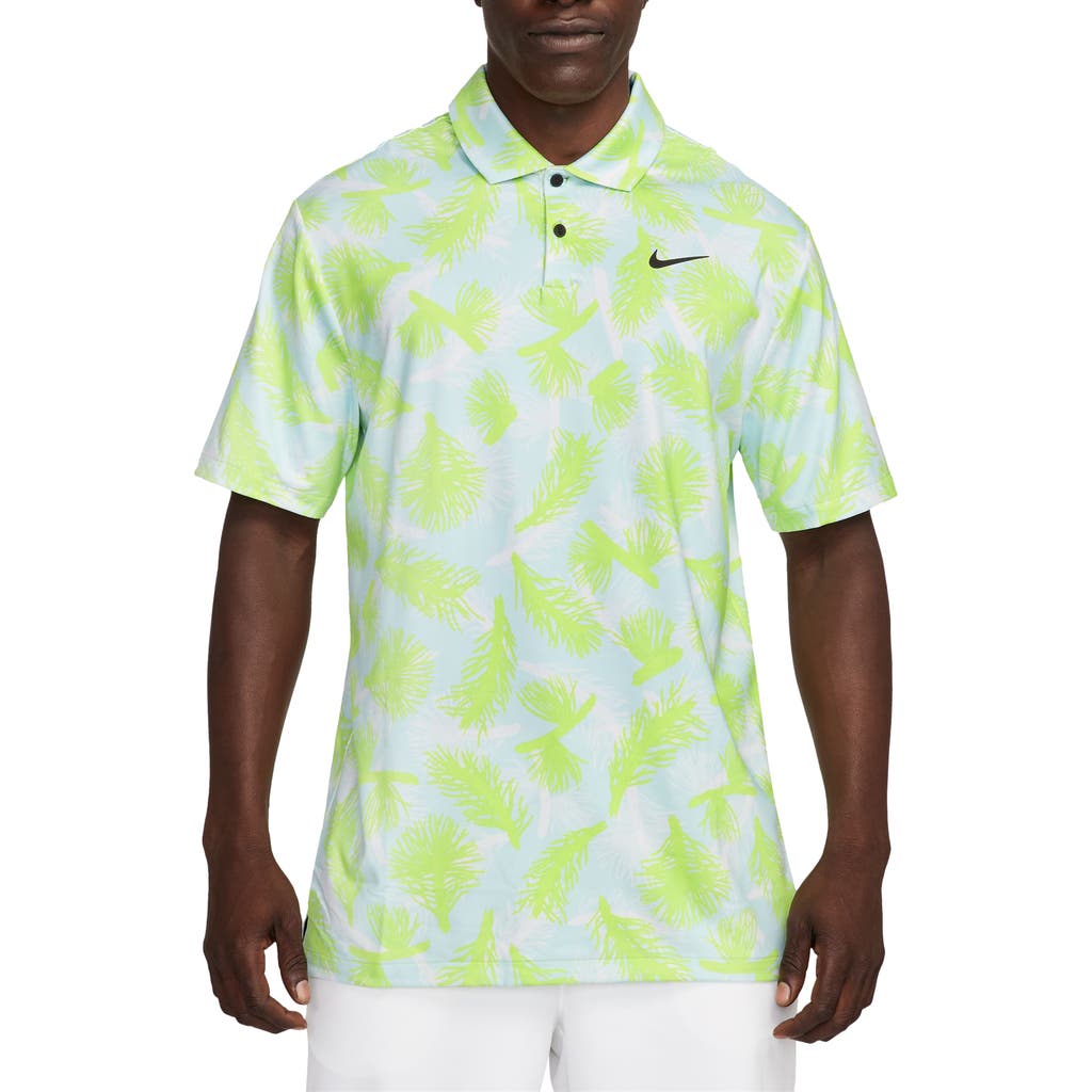 Nike Golf Tour Pines Print Dri-fit Golf Polo In Light Lemon Twist/black
