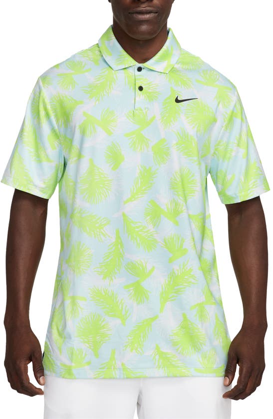 Shop Nike Tour Pines Print Dri-fit Golf Polo In Light Lemon Twist/ Black