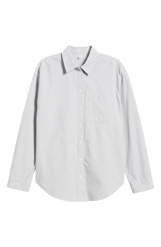 Shop Bp. Oxford Cotton Button-up Shirt In Grey- White Mini Oxford Stripe
