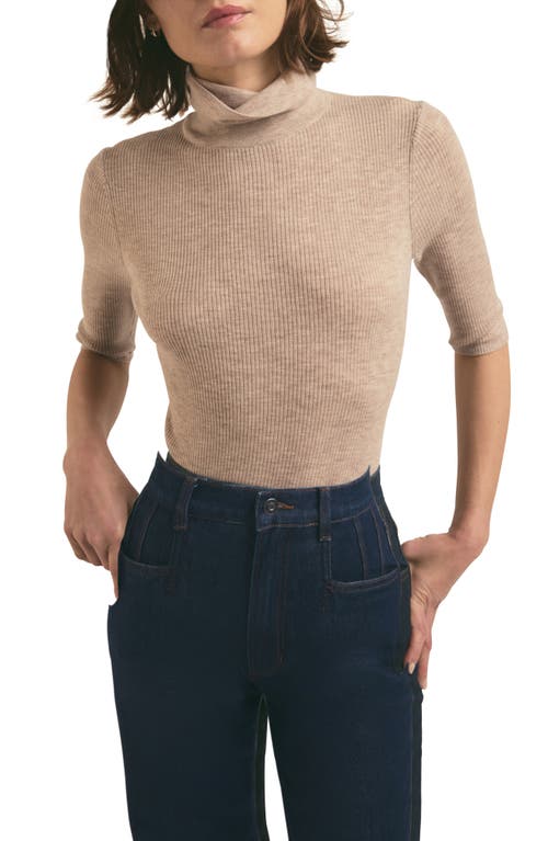 Favorite Daughter The Amelia Merino Wool Turtleneck Top In Oatmeal Melange