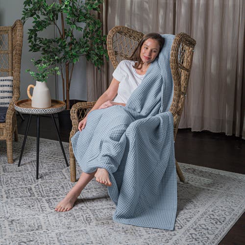 Comfy Cubs Adult Waffle Blanket In Pacific Blue