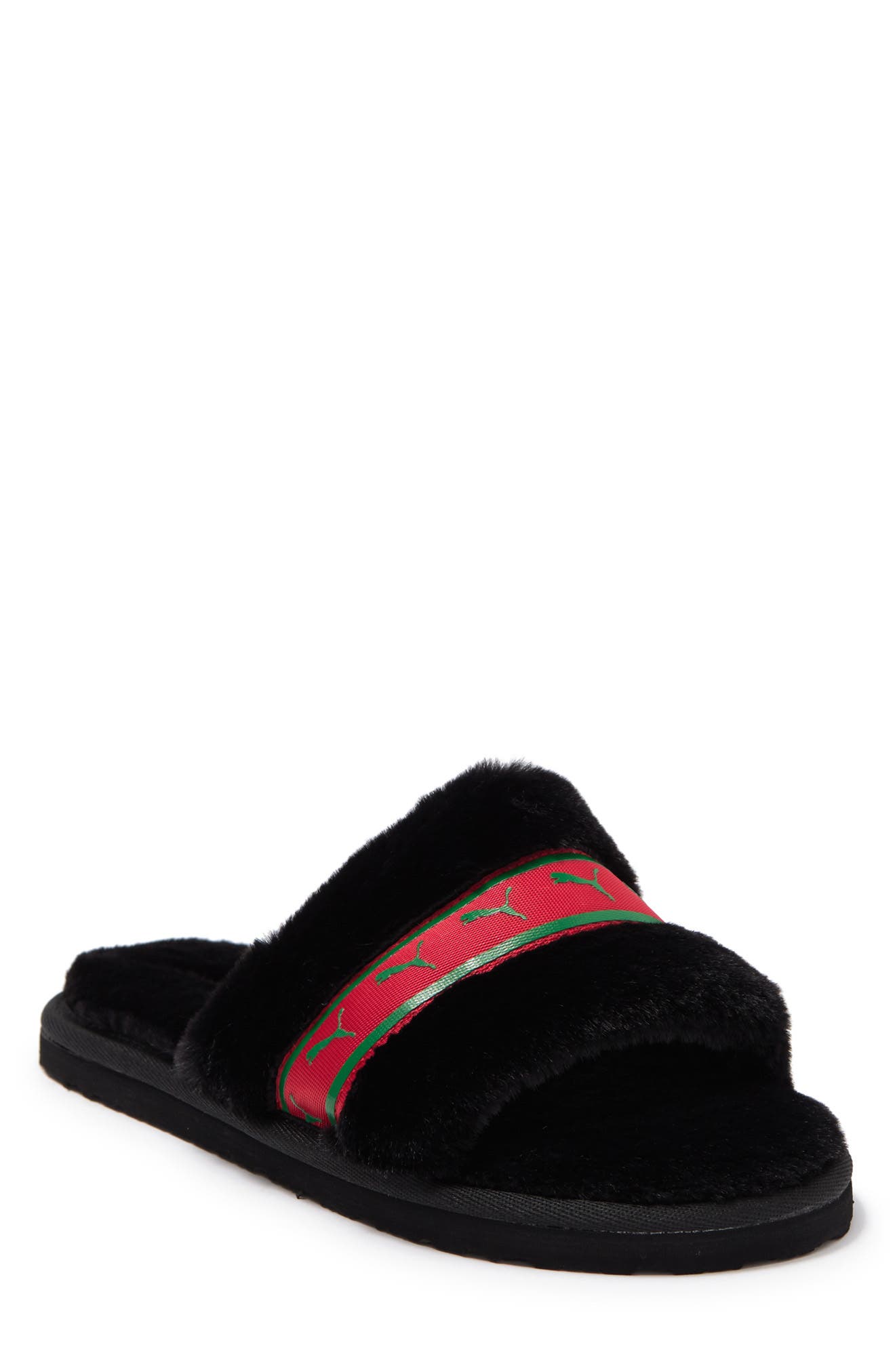 puma slides with fur red