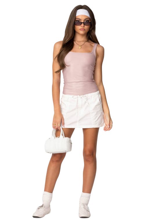 Shop Edikted Sarah Shiny Square Neck Tank Top In Pink