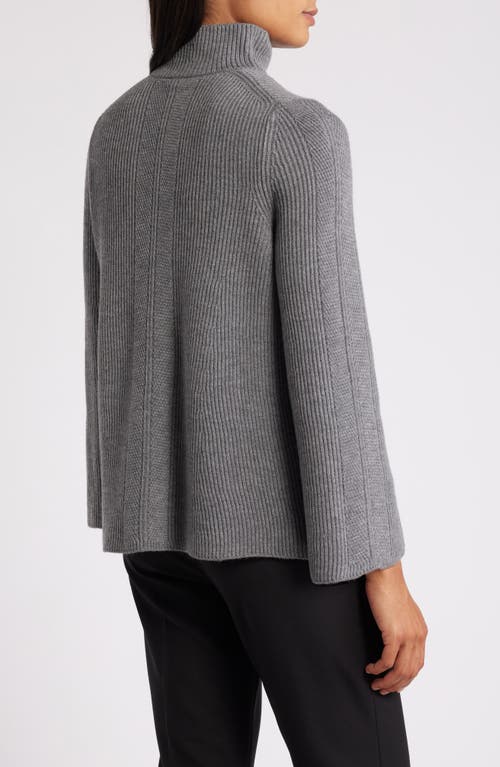 Shop Anne Klein Mock Neck Rib Sweater In Graphite Heather Grey