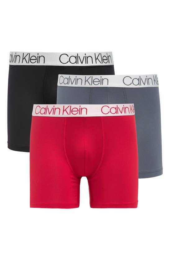 Calvin Klein 3-pack Performance Boxer Briefs In 9or Black/ Turb