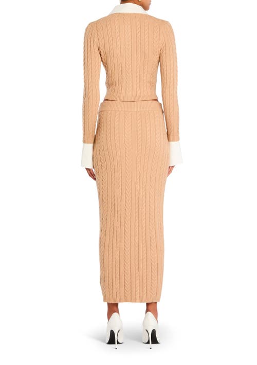 Shop Ser.o.ya Prunella Cable Knit Skirt In Tan