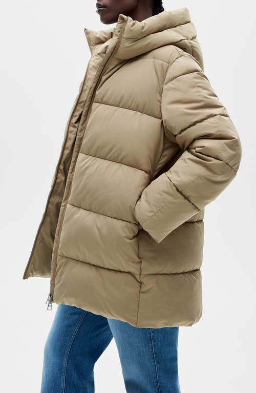 Shop Mango Hooded Water Repellent Puffer Jacket In Beige