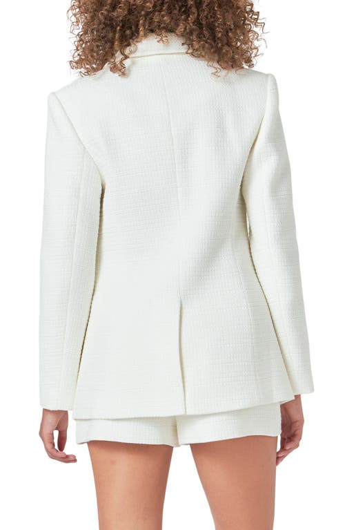 Shop Endless Rose Tweed Blazer In White