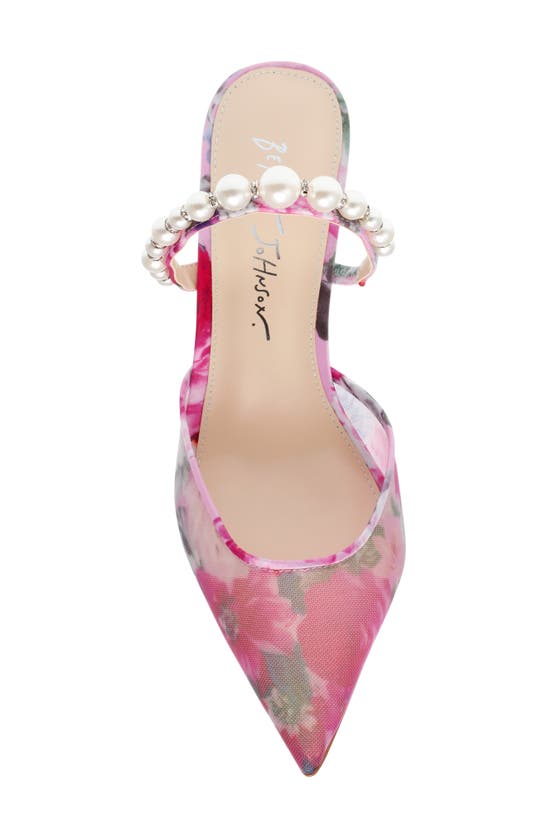 Shop Betsey Johnson Evey Imitation Pearl Pointed Toe Mule In Pink Floral