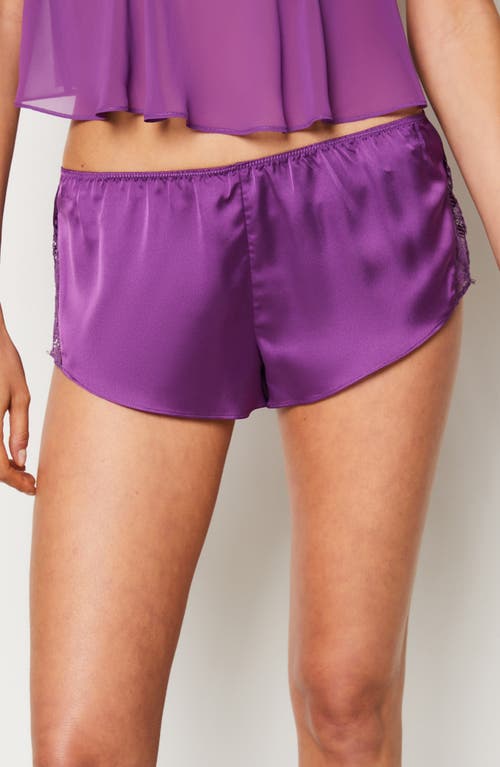 Shop Etam Audacieuse Lace & Satin Pajama Shorts In Purple