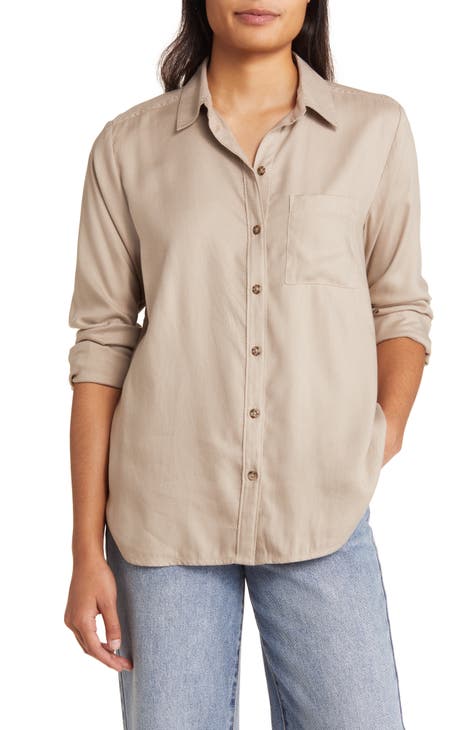 Ardene Womens Shirts + Blouses  Pointelle Button-front Top Beige ~  Anngoulden