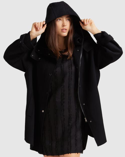 Shop Belle & Bloom Heavy Hearted Detachable Hooded Coat In Black