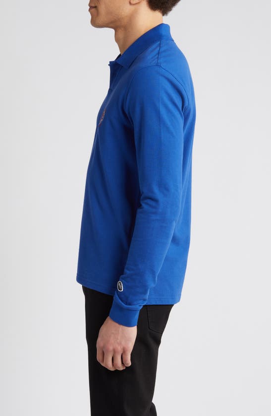 Shop Hugo Boss Boss X Nfl Patlong Long Sleeve Piqué Polo In New York Giants Medium Blue