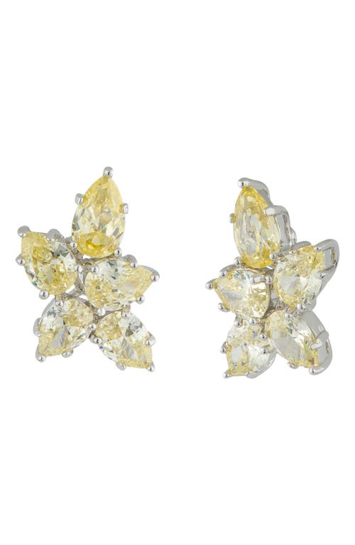 Shop Cz By Kenneth Jay Lane Pear Cz Cluster Stud Earrings In Yellow/silver