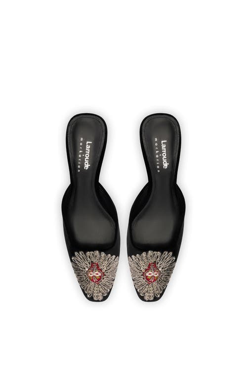 Shop Larroude Larroudé X Markarian Mule In Velvet And Heart Embroidery In Black