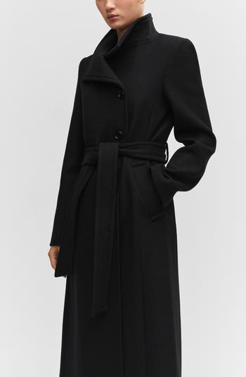Mango belted top wool coat