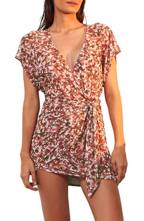 Vix Swimwear Naia Emily Cover-up Wrap Dress In Burgundy Multi