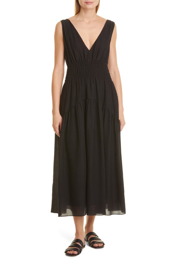 Vince V-neck Sleeveless Dress In Black