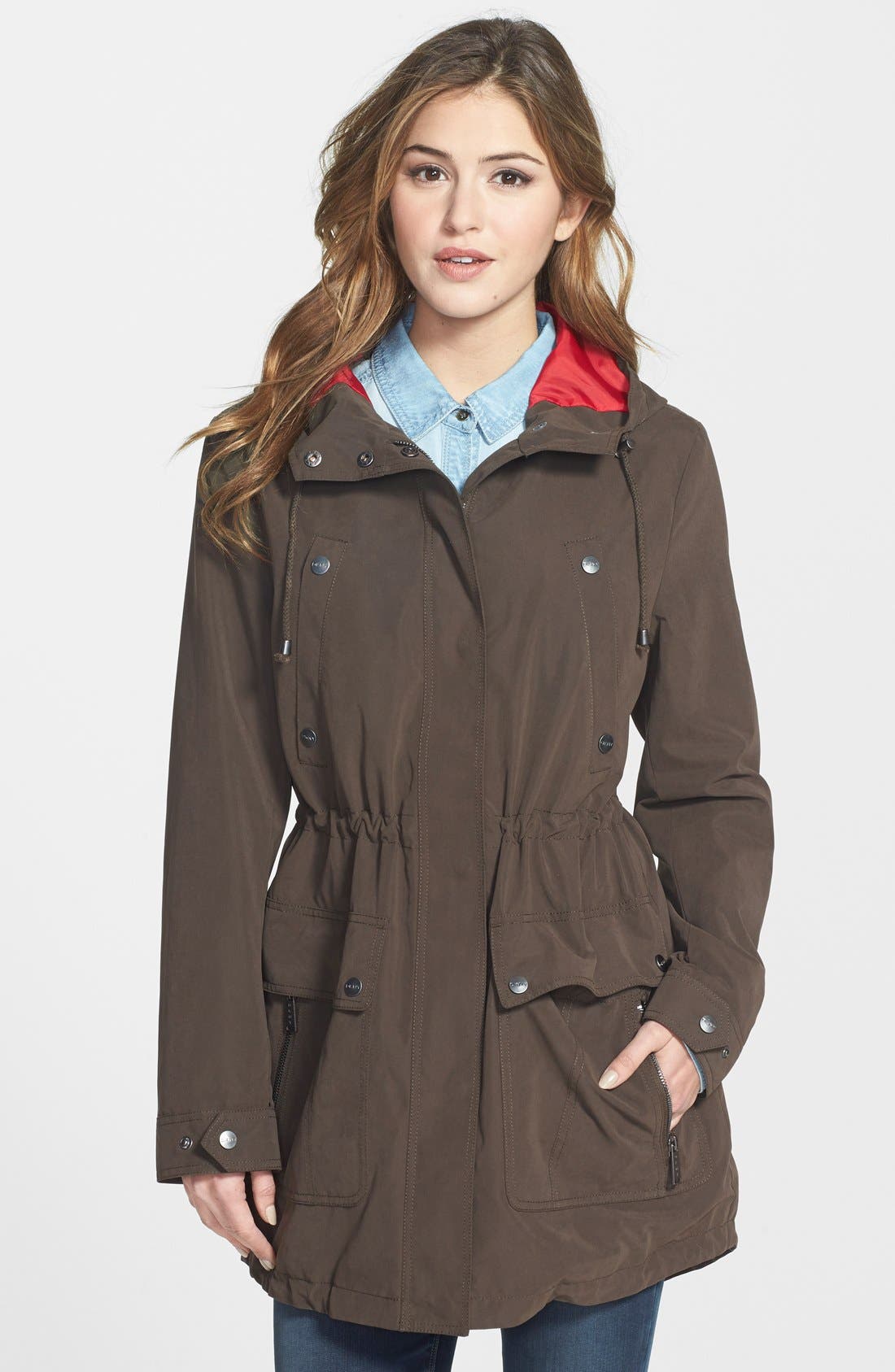 DKNY Contrast Lined Hooded Anorak Nordstrom