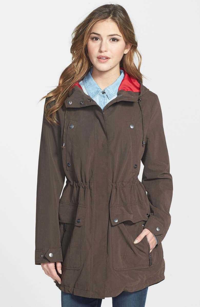 DKNY Contrast Lined Hooded Anorak | Nordstrom