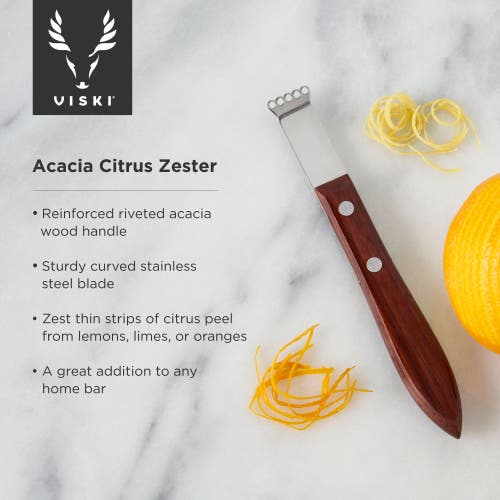 Viski Professional Citrus Zester With Acacia Wood In Brown