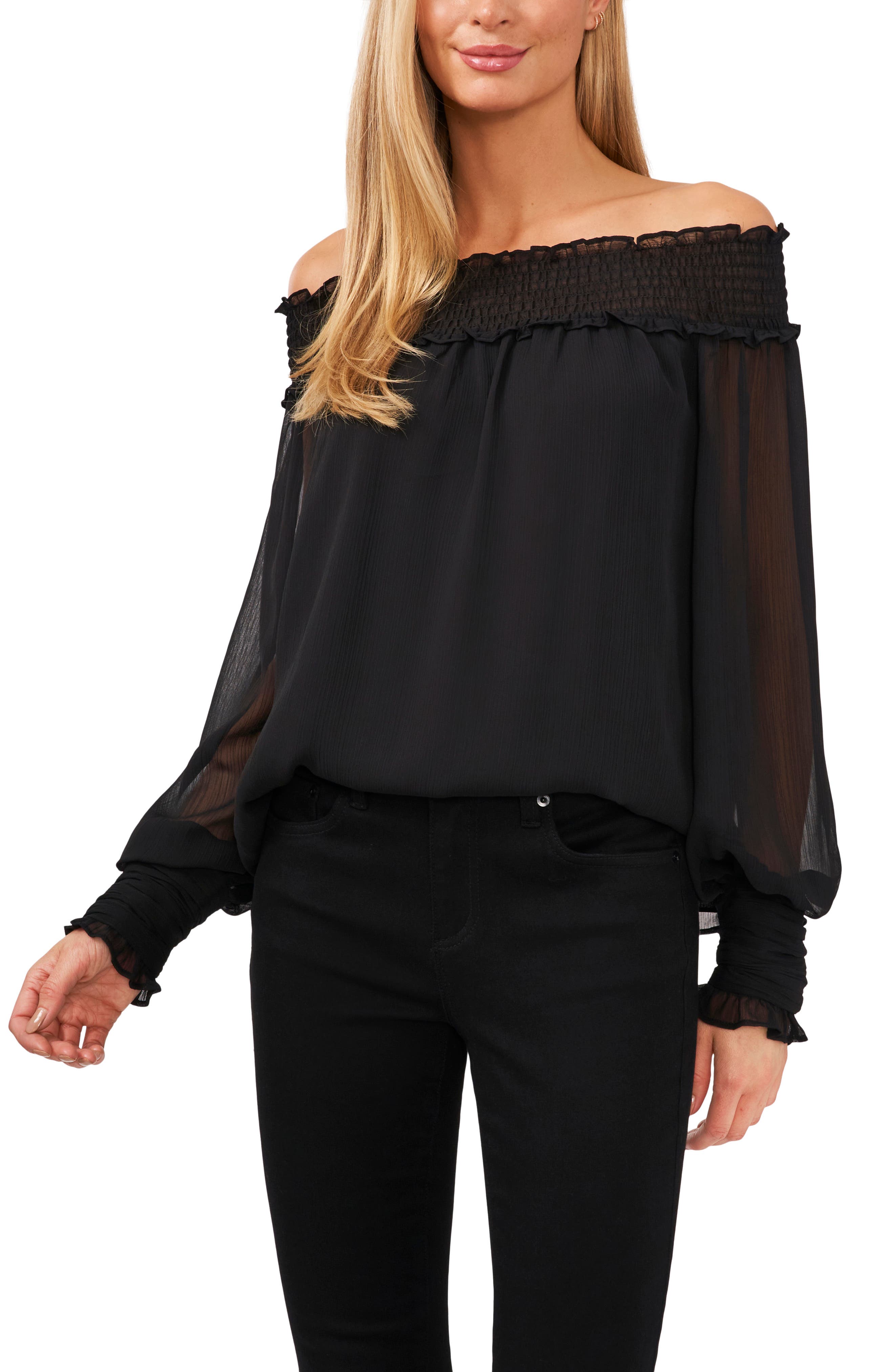 black off the shoulder sleeveless top