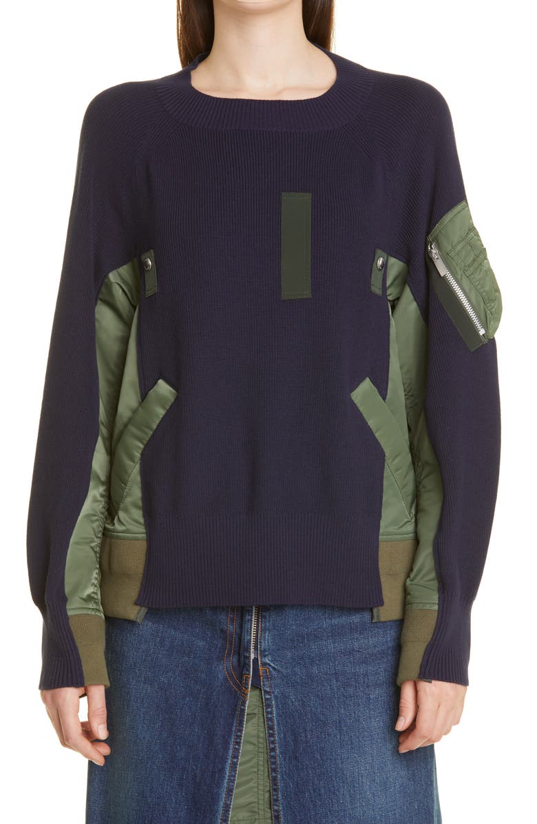 Hybrid Cotton & Nylon MA-1 Sweater