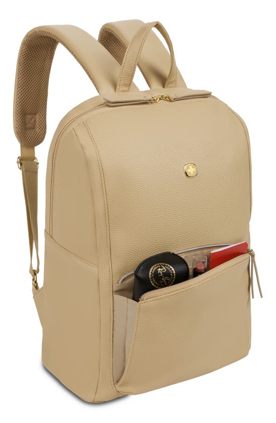 Shop Swissgear 9901 Faux Leather Laptop Backpack In Cream