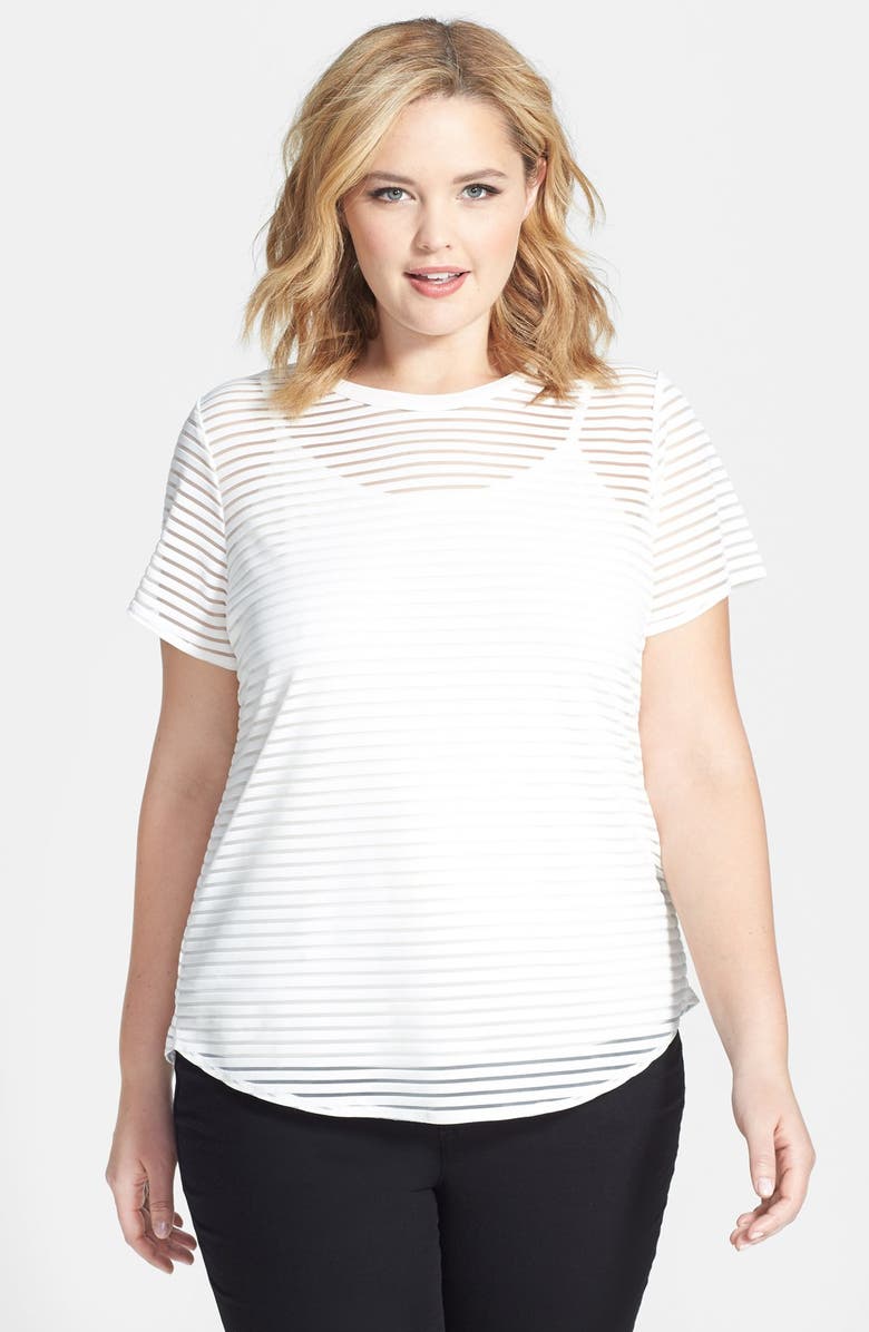Vince Camuto Sheer Stripe Tee & Camisole (Plus Size) | Nordstrom