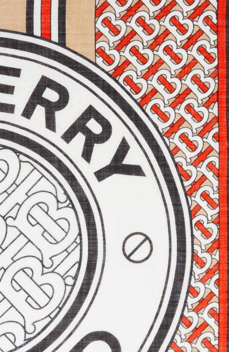 Burberry TB Monogram & Logo Graphic Wool & Silk Scarf | Nordstrom