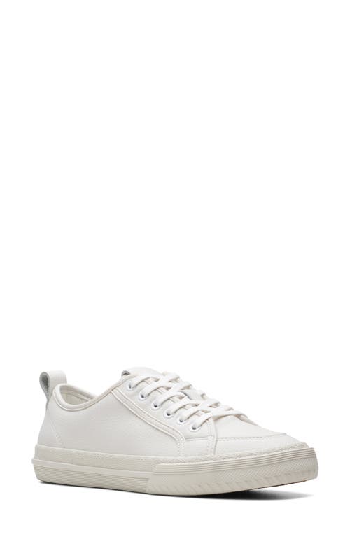 Clarks(r) Roxby Leather Sneaker in White Leather