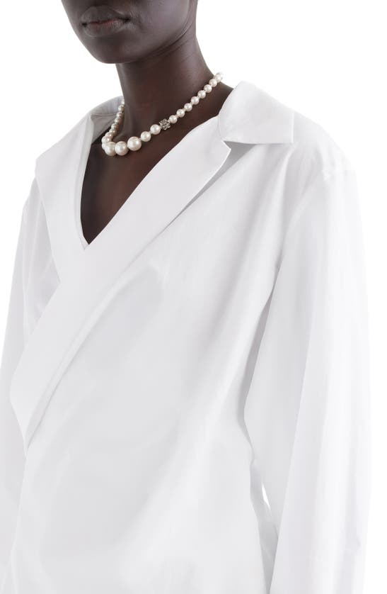 Shop Givenchy Oversize Long Sleeve Cotton Wrap Top In White