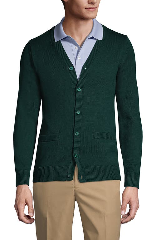 Shop Lands' End School Uniform  Cotton Modal Button Front Cardigan Sweater In Evergreen