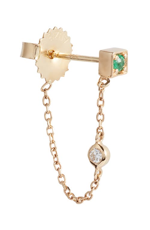 Anzie Women's Cléo Rhombus Chain 14k Yellow Gold, 0.06 Tcw Diamond & Emerald Drop Earrings In Green/gold
