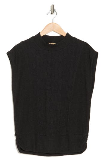 Democracy Cable Stitch Sleeveless Sweater In Heather Black
