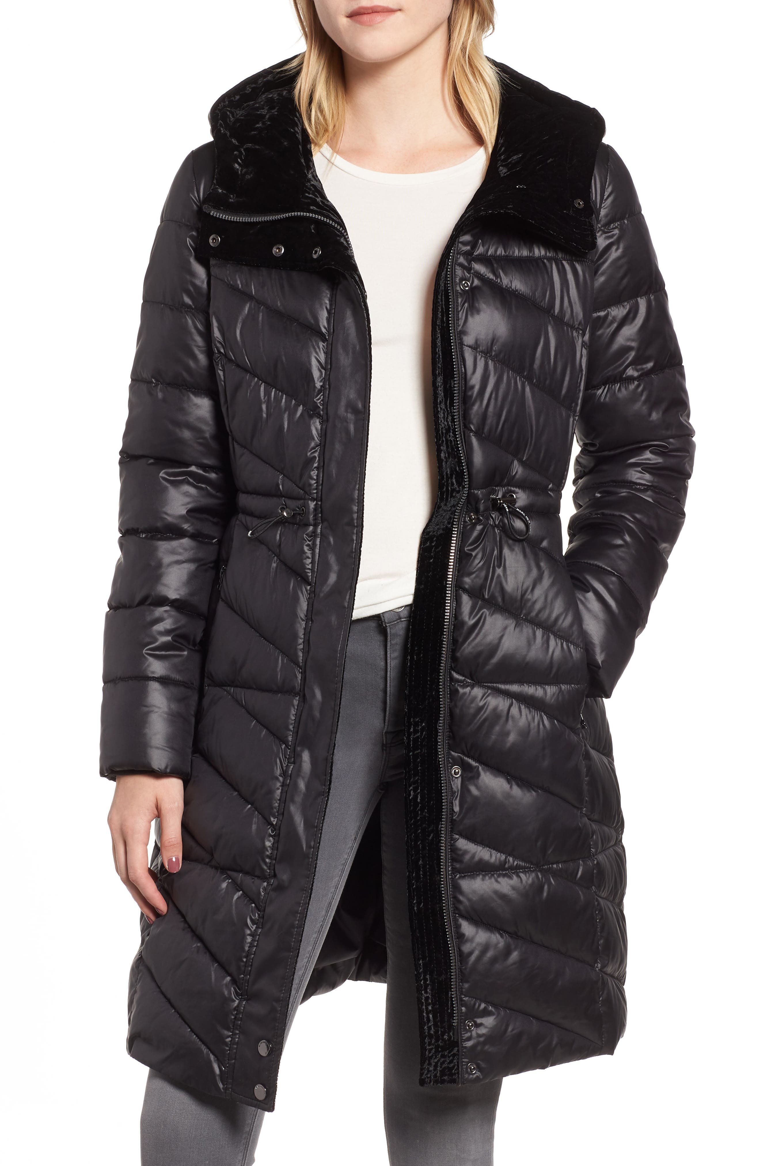 Marc New York Velvet Trim Quilted Coat Nordstrom