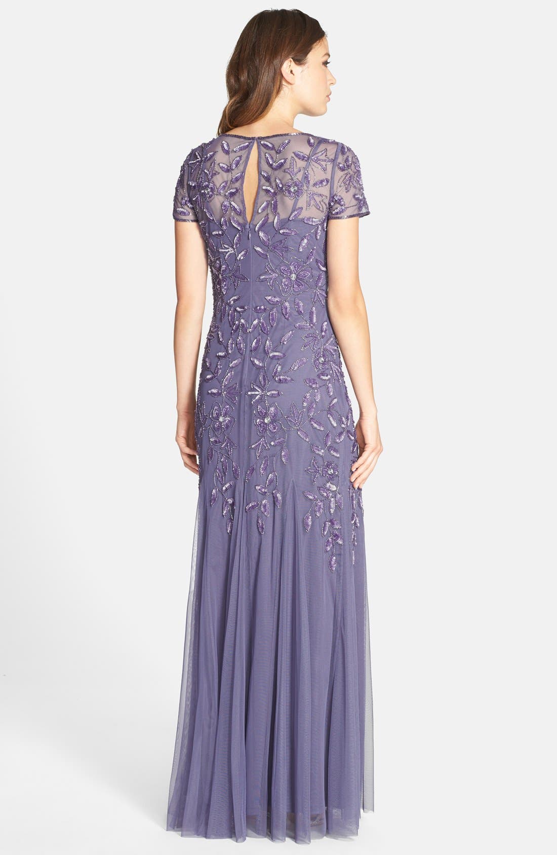 adrianna papell floral embroidered gown