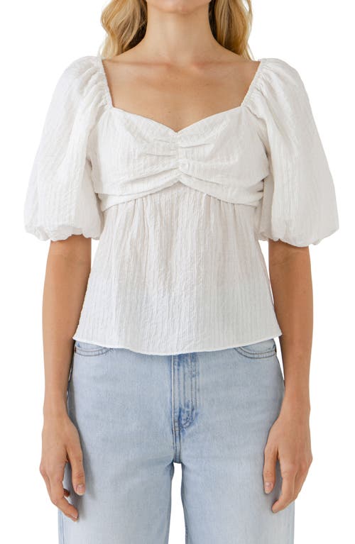 Textured Tie Back Top in White