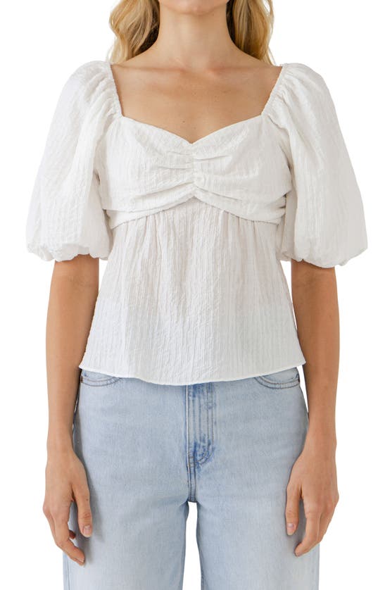 Free The Roses Textured Tie Back Top In White