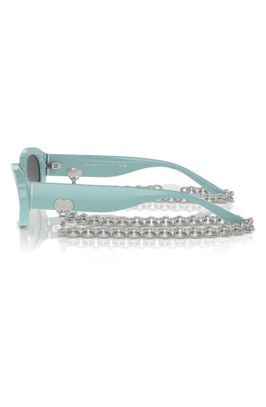 Shop Tiffany & Co 54mm Oval Sunglasses With Chain In Blue Grey