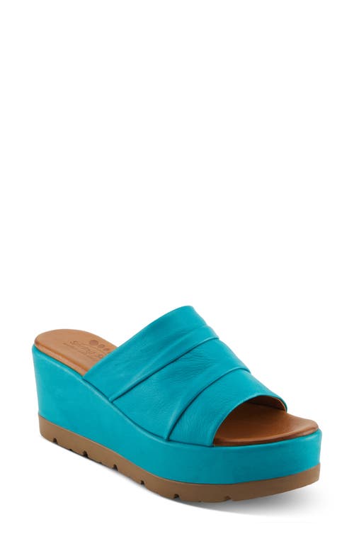 Spring Step Allerton Platform Wedge Slide Sandal In Turquoise