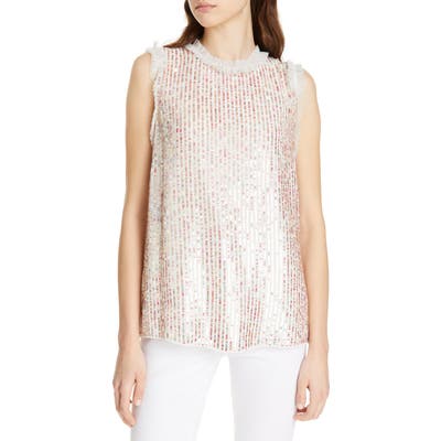 Needle & Thread Shimmer Vest Top, Ivory