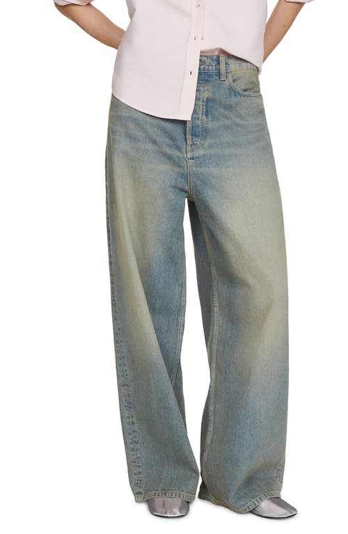 Shop Mango Low Rise Wide Leg Jeans In Open Blue