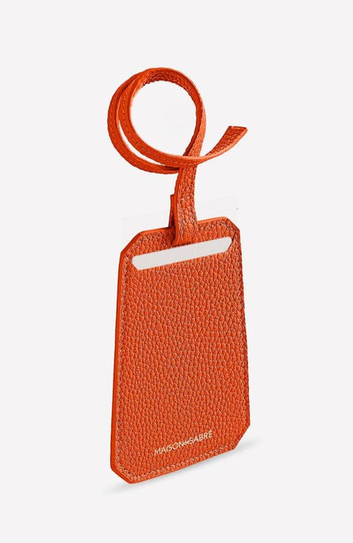 Shop Maison De Sabre Maison De Sabré Leather Luggage Tag In Manhattan Orange